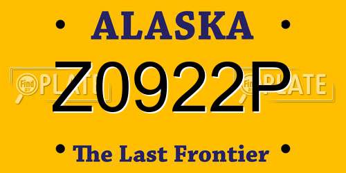 Z0922P Alaska License Plate