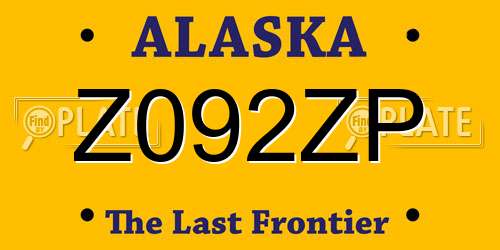 Z092ZP Alaska License Plate