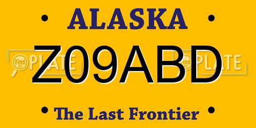 Z09ABD Alaska License Plate