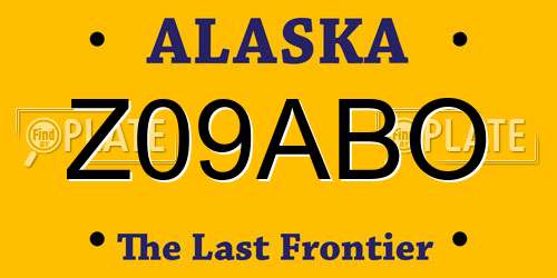 Z09ABO Alaska License Plate
