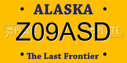 Z09ASD Alaska License Plate