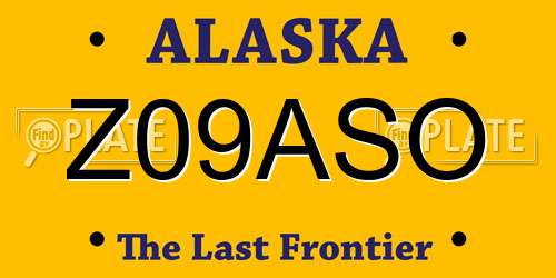 Z09ASO Alaska License Plate