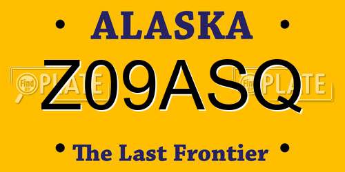 Z09ASQ Alaska License Plate