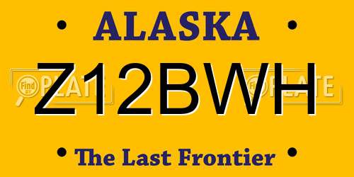 Z12BWH Alaska License Plate