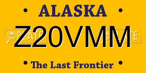 Z20VMM Alaska License Plate