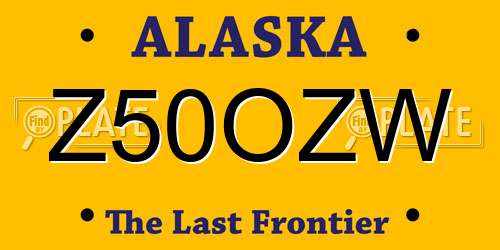 Z50OZW Alaska License Plate