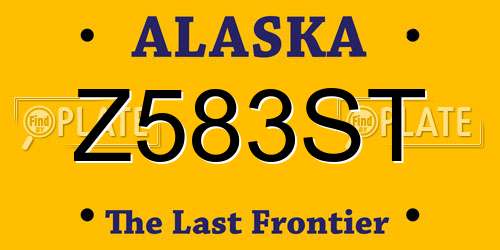 Z583ST Alaska License Plate