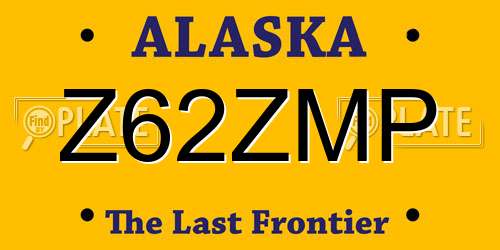Z62ZMP Alaska License Plate