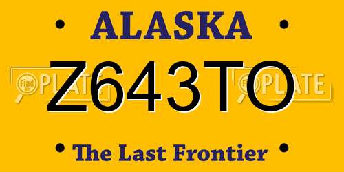 Z643TO Alaska License Plate