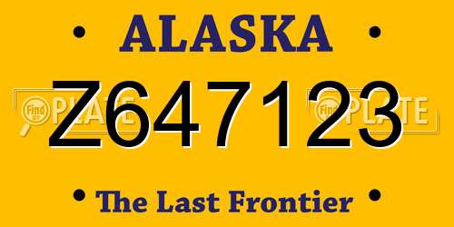 Z647123 Alaska License Plate