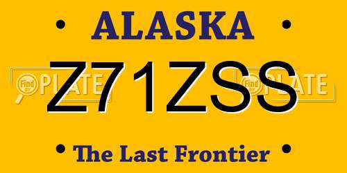Z71ZSS Alaska License Plate
