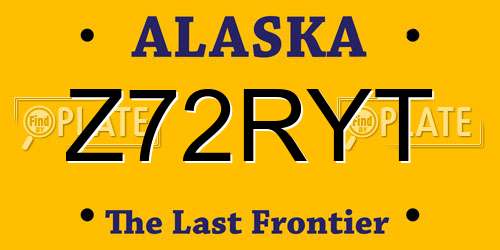 Z72RYT Alaska License Plate