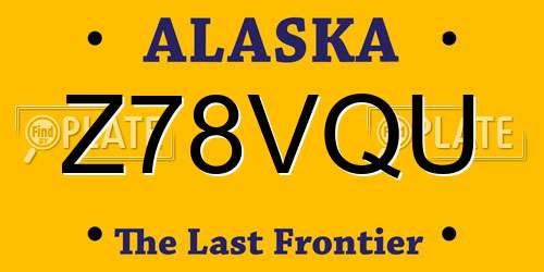 Z78VQU Alaska License Plate