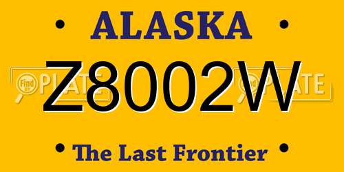 Z8002W Alaska License Plate