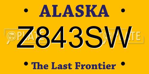 Z843SW Alaska License Plate