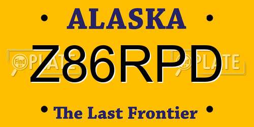 Z86RPD Alaska License Plate