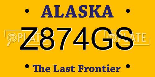 Z874GS Alaska License Plate