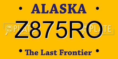 Z875RO Alaska License Plate