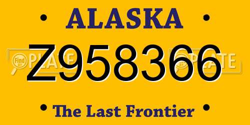 Z958366 Alaska License Plate