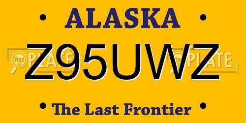 Z95UWZ Alaska License Plate