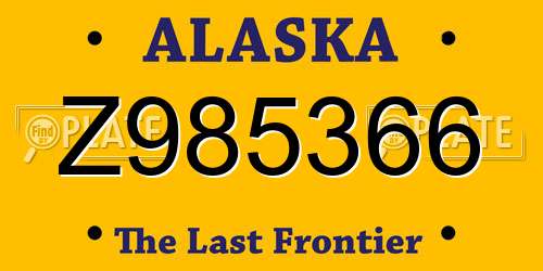 Z985366 Alaska License Plate