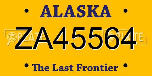 ZA45564 Alaska License Plate