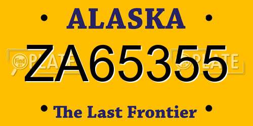 ZA65355 Alaska License Plate