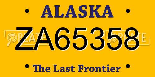 ZA65358 Alaska License Plate