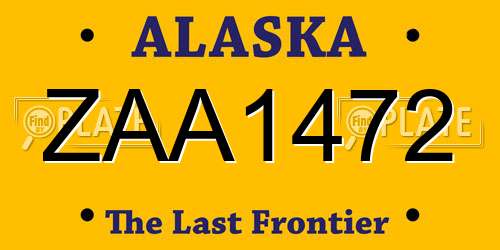 ZAA1472 Alaska License Plate