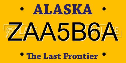 ZAA5B6A Alaska License Plate