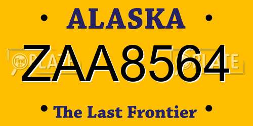 ZAA8564 Alaska License Plate