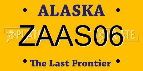 ZAAS06 Alaska License Plate
