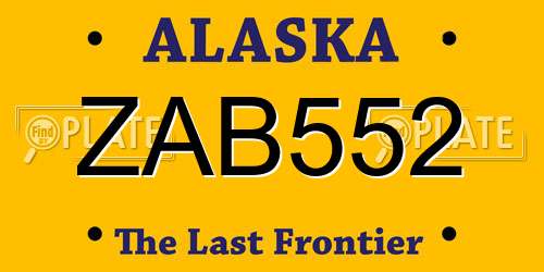 ZAB552 Alaska License Plate