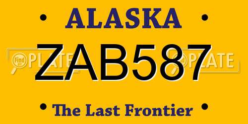 ZAB587 Alaska License Plate