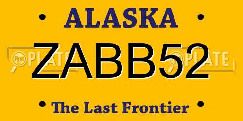 ZABB52 Alaska License Plate