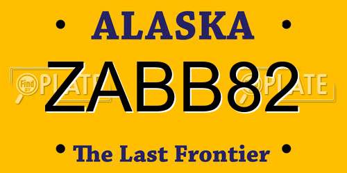 ZABB82 Alaska License Plate