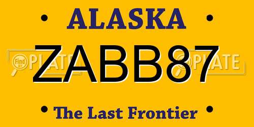 ZABB87 Alaska License Plate