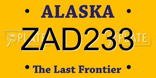 ZAD233 Alaska License Plate