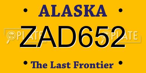 ZAD652 Alaska License Plate