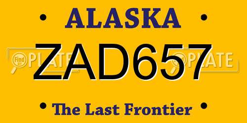 ZAD657 Alaska License Plate