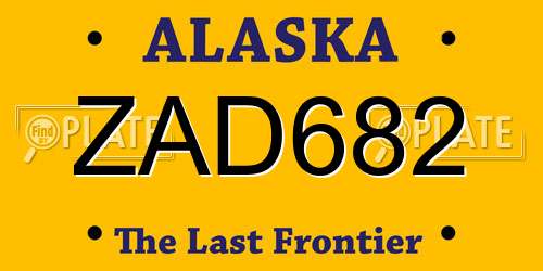 ZAD682 Alaska License Plate