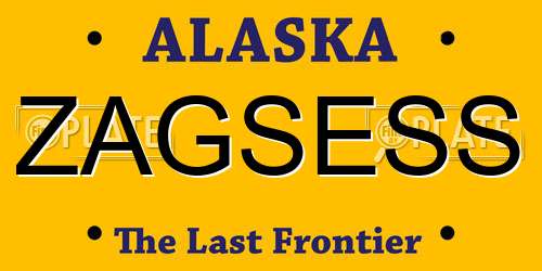 ZAGSESS Alaska License Plate