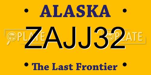 ZAJJ32 Alaska License Plate