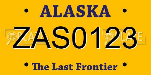 ZAS0123 Alaska License Plate