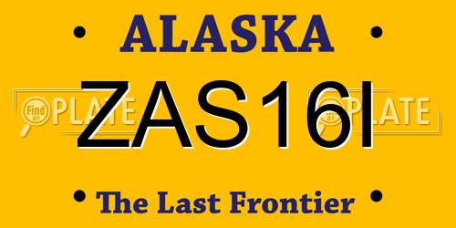 ZAS16I Alaska License Plate
