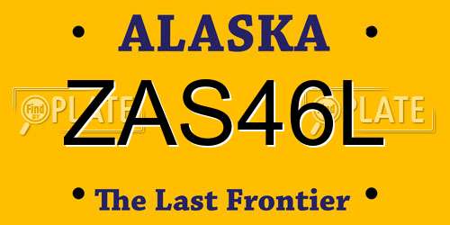 ZAS46L Alaska License Plate