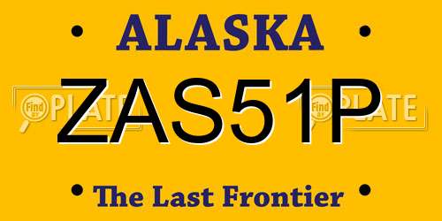 ZAS51P Alaska License Plate