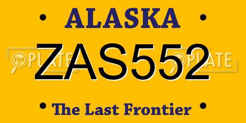 ZAS552 Alaska License Plate