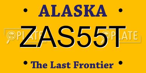 ZAS55T Alaska License Plate