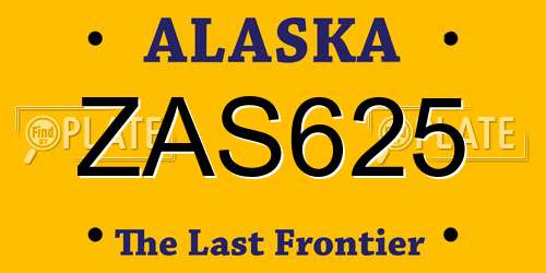 ZAS625 Alaska License Plate